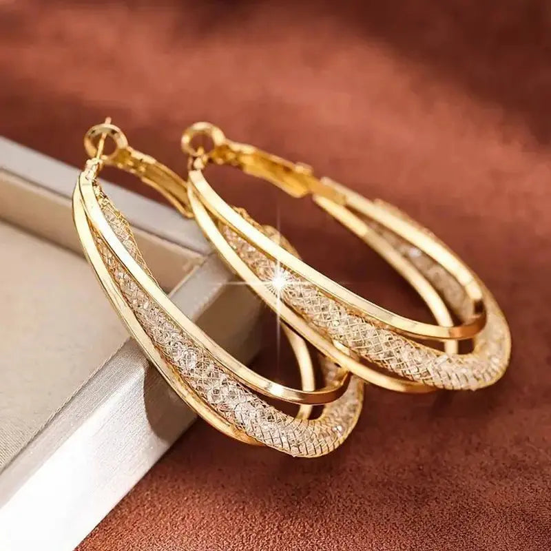 CrystalWave Hoop Earrings